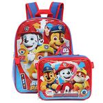 Ruz Paw Patrol Boys 16 Inch Backpack With Removable Matching Lunch Box Set, Blue-light Blue-red, One Size, Backpack