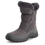 Polar Womens Memory Foam Twin Zip Opening Pull On Nylon Waterproof Thick Faux Fur Lined Winter Rain Snow Boots - Grey - UK6/EU39 - YC0664