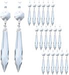 20Pcs Chandelier Icicle Crystal Prisms with Bead Crystals Lighting Lamp Replacement Parts (63mm, Clear)