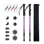 Aihoye Trekking Poles Shock Absorbing Adjustable Hiking or Walking Sticks for Hiking Collapsible Strong, 2-pc Pack Lightweight Walking Pole, All Terrain Accessories and Carry Bag (Purple)