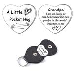 Pocket Hug Token Gift Long Distance Relationship Keepsake for Family Double Sided Gifts with PU Leather Keychain Inspirational Gifts for Men Christmas Birthday Gift (Pocket Hug for Grandpa)