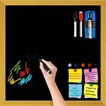 ArtzFolio Greys Family Black Colour | Framed Magnetic Dry Erase White Board | Includes Magnet Buttons & Markers | Golden Frame | 24 x 24 inch (61 x 61 cms)