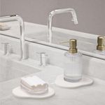Navaris Diatomaceous Earth Tray Small Set - Trays for Kitchen Soap Bathroom Sink - Water Absorbent Diatomite Pads - Stone Coaster Quick Dry - White