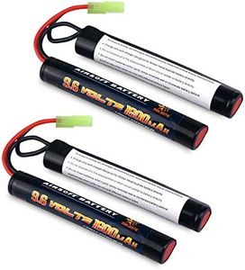 Melasta 2Pack 2/3A 9.6v 1600mAh Butterfly Nunchuck NIMH Battery Pack with Mini Tamiya Connector for Airsoft Guns