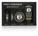 Percy Nobleman Beard Survival Kit, a Beard Grooming Kit containing a scented beard oil, beard balm, moustache wax, and a beard softener