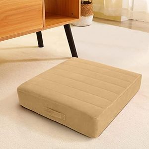 MeMoreCool Square Floor Pillow Seating for Adults Kids, Large Meditation Cushion Floor Pillow with Thick Foam & Soft Tufted Cover, Washable Big Pillow Seat Floor Cushion for Sitting Yoga 24" Khaki