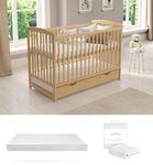 Love For Sleep JACOB Cot Bed 120x60cm with Drawer, Guard Barrier, Teething Rails, ALOE VERA Mattress & PREMIUM Mattress Protector (Pine)