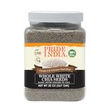 Pride Of India - Whole White Chia Seeds Raw Natural - 1.25 Pound (20 Oz) Jar - Omega-3 & Calcium Superfood - Great in smoothies, yogurt, baking, cereal, cookies, breakfast and more