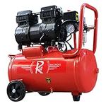 RocwooD Air Compressor Electric 24L Litre 1HP 750w Silent Portable Oil Free 8bar 116psi 5CFM 5 Piece Accessories Kit Workshop Garage 230v 3 Pin 13amp UK Plug Red Low Noise 21kg