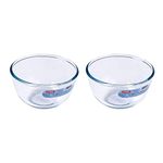 Pyrex Classic Round Glass Bowl Ovenproof and Microwave Safe 0.5 Litre Transparent (Pack of 2)