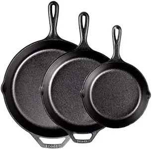 Lodge Pre-Seasoned Cast Iron Skillet Set - Set Includes 8 Inch Skillet, 10.25 Inch Skillet, and 12 inch Skillet - 3 Piece