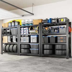 FLEXIMOUNTS 10000LBS 3 Pack Garage Shelving, 4-Tier Heavy Duty Shelving Unit, 23.6" D x 49.6" W x 71" H, Industrial Shelving, Adjustable Storage Shelves for Garage, Basement, Warehouse, Workshop