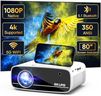 【Electric Keystone】 4K Projector with 5G WiFi and Two-Way Bluetooth, Native 1080P Portable Outdoor Movie Projector with Projector Screen, Mini Projector Compatible with HDMI, USB, Smartphone