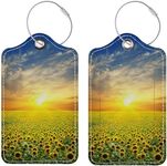 Luggage Tags for Suitcases, 2 Pack Cute PU Leather Suitcase Tag Identifiers TSA Approved with Stainless Steel Loop and Address Card for Baggage Tag for Cruise Airport Travel Essentials by Chelmon