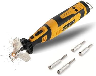 CUBEWAY Cordless Chainsaw Sharpener Kit - Portable 8V Chain Saw Sharpener Tool with 4 Diamond Wheels & Angle Attachment, Variable Speeds, Safety Lock, Hang Ring - Ideal for All Chainsaw Chains