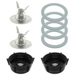 2 Pack of Blender Replacement Parts Blender Ice Crusher Blade with 2 Jar Base Cap and 4 Rubber O Ring Sealing Ring Gasket,Compatible with Aspas Para Licuadora Oster Osterizer Blender Blade Parts