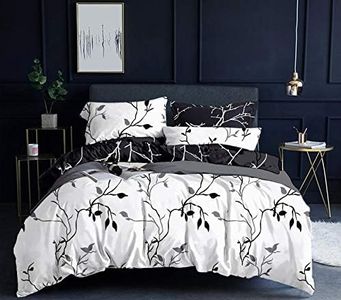 Tree Reversible Double/Queen/King/Super King Size Duvet/Doona/Quilt Cover Set (Queen, Black&White)