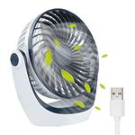 TANNESS USB Desk Fan - 3 Speed, Quiet, 360° Rotation - Portable Mini Fan for Home, Office, Travel - Strong Airflow, Silent, Compact, USB Rechargeable - Powerful Cooling Desktop Fan - Navy Blue