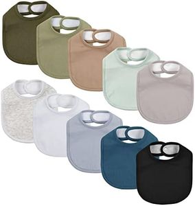 10 Pack Cotton Snap Bibs for Baby Boy Girl, Super Soft Drool Bibs for Teething and Feeding