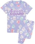 Squishmallows Girls Pyjamas | Kids Plushies Purple Short Sleeve Top Long Bottoms | Characters Squishy Soft Stuffed Plush Animal Merchandise