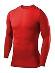 PowerLayer Compression Tops for Men and Boys Base Layers Men Running Top Thermal Shirt - Red, XL