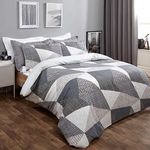 Dreamscene Geometric Duvet Cover with Pillowcases Textured Scandi Bedding Set, Black Charcoal Silver Grey -3 pieces King Size