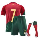 Football Jersey, Jersey 2022 Soccer Jersey, T-Shirt Boys Kids Youth Jersey Socks Soccer Shirt Kit Set, Red, 6-7 Years