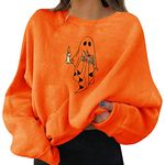 Halloween Sweatshirt Women Winter,Halloween Evil Pumpkin Head Print Pullover Sweatshirt Long Sleeve Sweatshirt Teen Girls Autumn Halloween Costumes Cotton Hooded Jacket Women