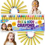 42PCS Face and Body Paint Crayons for Kids, Face Painting Kit Safe and Non-Toxic Ultimate Party Pack Including 14 Metallic Colors for Birthday Makeup Party Supplies, Halloween Face Painting kit