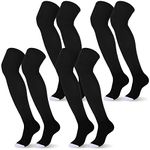 4 Pairs Baseball Socks Football Socks Over the Knee High Socks Extra Long Soccer Socks (Black)