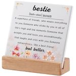 Besties Gifts for Women, Gifts for Friends Female,Friend Birthday Gifts for Women,Motivational Desk Decor, Bestie Definition Office Decorative Plaques,Desk Signs for Soul Sister Work Bestie