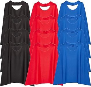 Comic Book Dress Up Capes for Kids Costumes (Black, Red, Blue, 12 Pack)