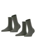 ESPRIT Women's Uni 2-Pack W SO Cotton Plain 2 Pairs Socks, Green (Thymian 7821), 2.5-5