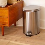 Flash Furniture Stainless Steel Fingerprint Resistant Soft Close, Step Trash Can - 12L (3.2 Gallons)