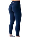 Seamless Scrunch Legging Women Yoga Pants 7/8 Tummy Control Workout Running for Fitness Sport Active Ankle Legging-25'' (S, Tuxedo Blue)