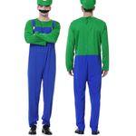 VISVIC Carnival Halloween Costume Unisex Adult Men Lady Kids Boy Girl Kids Teens Super Brothers Plumber Fancy Dress Outfit Costume, Man Green, M