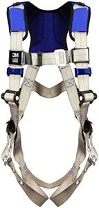 3M DBI-SALA ExoFit X100 Comfort Vest Safety Harness Fall Protection, OSHA, ANSI, General Purpose, 1 D-Ring, Tongue Buckle Leg Strap, Pass-through Chest Buckle, Zinc Plated Steel, 1401001, Medium