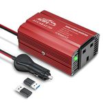 AUCARAUTO 300W Power Inverter, DC 12V to AC 240V 230V Modified Sine Wave Car Inverter Voltage Converter Transformer with Dual USB Ports & UK Socket to Charge Laptop, IPad, Consoles and More - Red