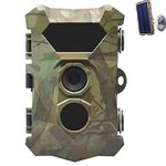 Wildlife Camera,12MP 1080P Hunting Camera,Trail Camera Photo Traps 0.2S Trigger Time Wild Cameras 2PCS LEDS Infrared Night Vision,2.4" LCD 60° Wide Angle Lens Waterproof,with Portable Solar Panel