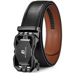 Mens Belt,BOSTANTEN Men's Leather Ratchet Dress Belt with Automatic Sliding Buckle Black