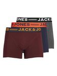 JACK & JONES Mens Jaclichfield Boxer Briefs - Burgundy/Grey - L