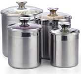 Cooks Standard Stainless Steel Food Jar Storage Canister Set Large 4-Piece, 1.6qt/2.5qt/3.5qt /5qt Airtight Containers with Glass Lid for Tea Coffee Sugar Flour Pantry Kitchen Counter