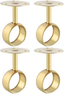 Alise Curtain Rod Holders Bracket 2''Dia,Closet Rod Holders Wall Mount,Ceiling Mounted Curtain Rod Flange Brackets,Ceiling Curtain Rods Brackets for Bathroom Curtain,Stainless Steel Gold Finish,4 Pcs