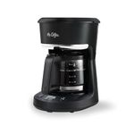 Mr. Coffee 5-Cup Programmable Coffee Maker - Space Saving Coffee Machine - Makes two 12 oz (739 mL) Cups - Black