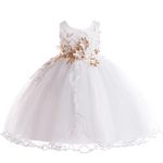 Weileenice Flower Girls Dress White Vintage Sequin Little Girl Lace Bridesmaid Communion Church Easter Prom Ball Gown Kids Wedding Pageant Party Birthday Elegant Princess Formal Holiday Dresses 4