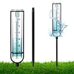 Glass Rain Gauge Stake, 6 Inch/15.2cm Rated Scales Rain Gauge Outdoor with Stake and Metal Tube Holder Removable Rain Gauges for Yard Lawn Garden Fence Mailbox