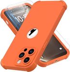 ORETECH Designed for iPhone 14 Pro Case with [2 x Tempered Glass Screen Protector] [Shockproof Protective] Soft TPU Silicone Phone Case for iPhone 14 Pro Case-6.1''Orange