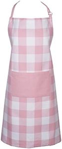 DII Unisex Buffalo Check Kitchen Collection, Classic Farmhouse Chef Apron, One Size, Pink &White