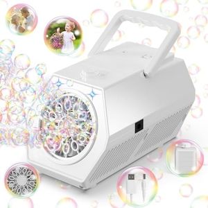 Babuloo Bubble Machine, Automatic Bubble Blower Machine 15000+ Bubbles Per Minute Big Bubble for Kids Toddlers, 2 Speeds Portable Bubble Maker Toys with 240ml Solution for Outdoor Party Wedding