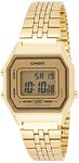 Casio Ladies Mid-Size Gold Tone Digital Retro Watch LA-680WGA-9DF, Black, Dress